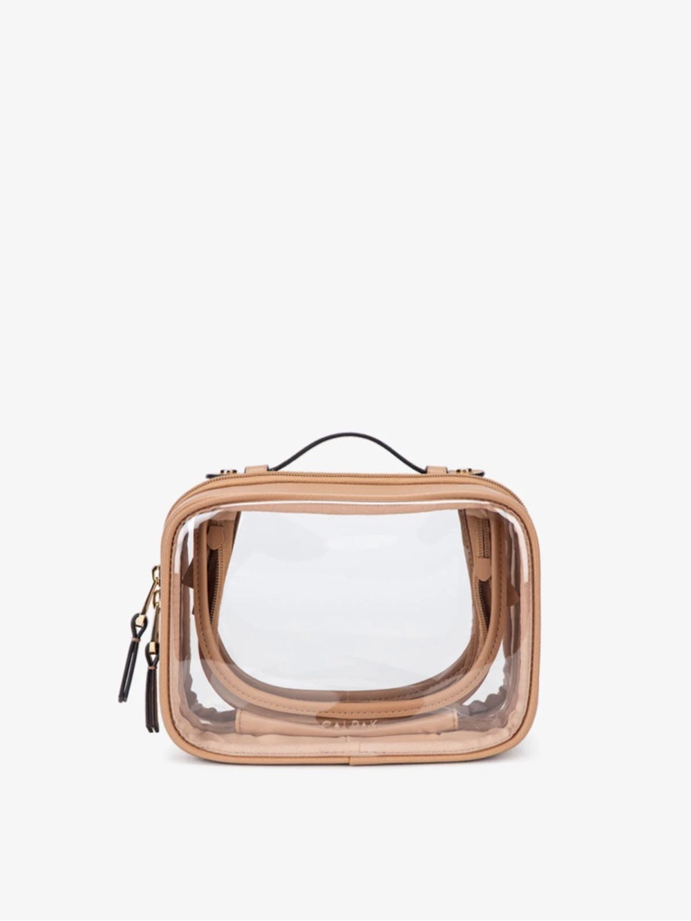 CALPAK Small Clear Cosmetics Case in Caramel